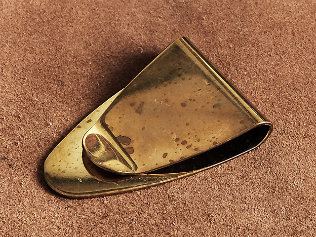  brass made money clip ( triangle ) brass Gold . tongs . inserting purse coin case Mini wallet simple men's 