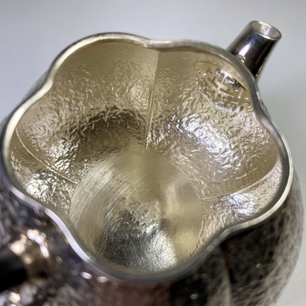 純銀製 南瓜形急須 木摘 木取手 煎茶道具 長さ約10.5cm_画像7