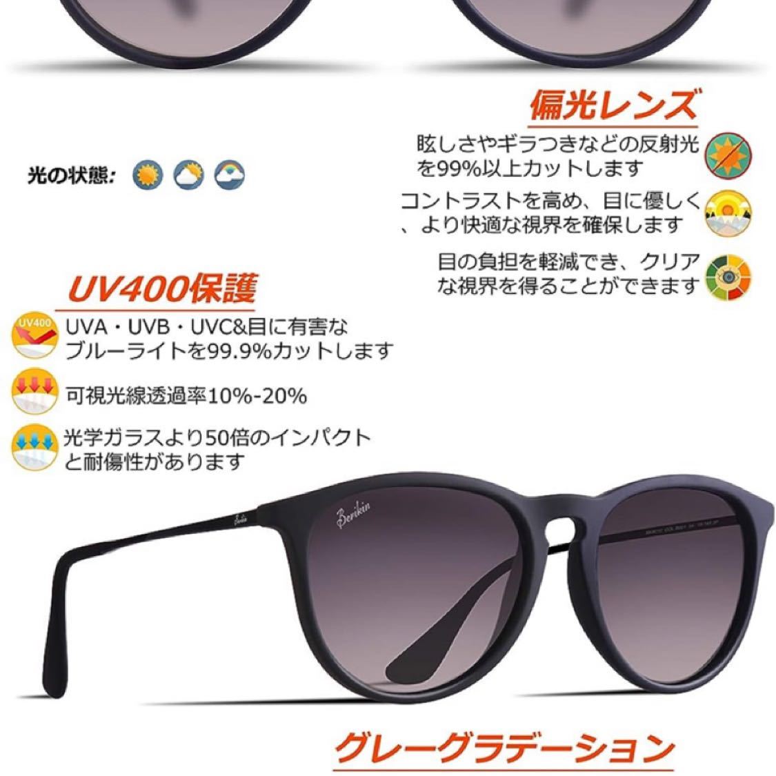 サングラス 超軽量19g 偏光レンズ メンズ レディース UV400 UVカット tr90 sunglass for men women_画像2