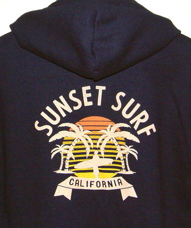 新品 限定 USA製 サンセットサーフ SUNSET SURF スウェット生地 フルジップ パーカー (Mサイズ/紺) サーフィン サーフ スエット ジャケット_画像5