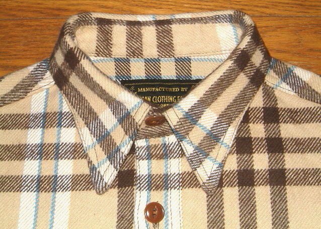 新品 CUSHMAN クッシュマン 1940's 100%コットン生地 肉厚 ヘビーネル チェック柄 長袖 CPO ワークシャツ ネルシャツ (XLサイズ) 茶系_画像5