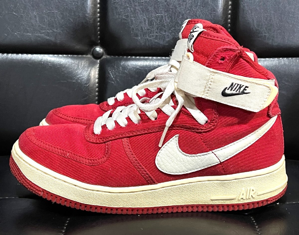 ナイキ 16年 エアフォース1 ハイ レトロ キャンバス 赤白 25.5cm NIKE AIR FORCE1 HIGH RETRO CANVAS レッド