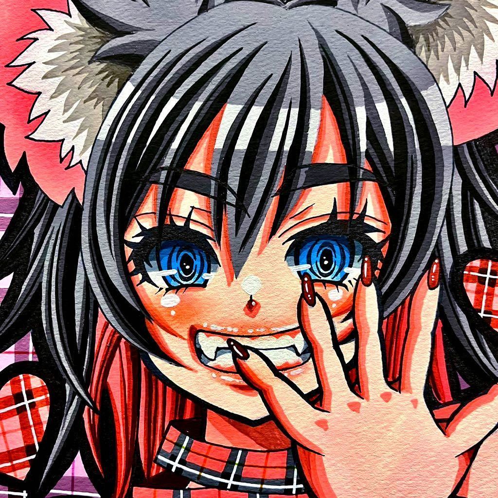 ○同人手描きイラスト○オリジナル・創作 黒猫 女の子○A4サイズ ○同人手描きイラスト○オリジナル・創作 黒猫 女の子○A4サイズ
