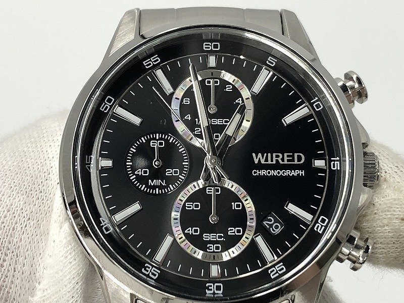セイコー SEIKO 腕時計/WIRED/クロノグラフ式 シルバー・文字盤/ブラック AGAT424