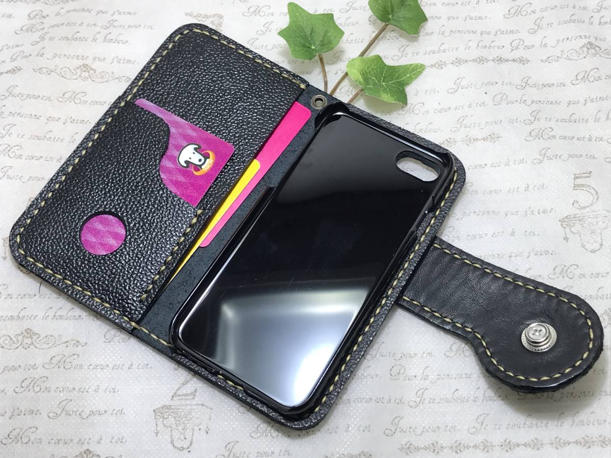  cow cow leather hand ..iPhone 7/8/SE2/SE3 notebook type case 1 dollar Conti .B