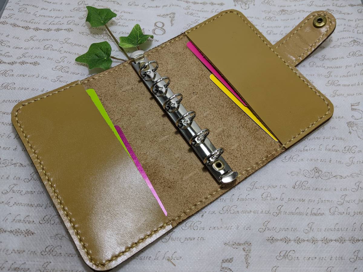  cow leather hand .. personal organiser Mini 6 hole Camel 
