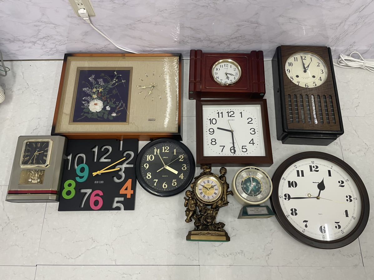F 時計10点まとめ売りSEIKO CITIZEN JECO National Quartz 置き時計