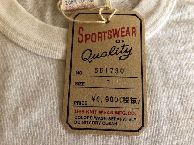 セール 新品 未使用 タグ付 ウエス UES 半袖 Tシャツ 651730 UES THE SURF RIDER オフホワイト アメカジ オーガニックコットン 拘りTシャツの画像2