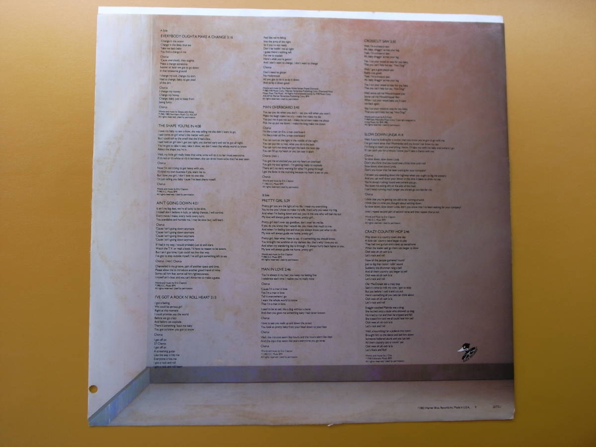 LPレコード（輸入盤USA盤）エリック・クラプトン/マネー・アンド・シガレット　ERIC CLAPTON/MONEY AND CIGARETTES_画像5