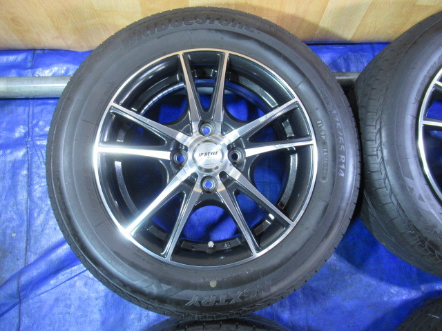 激安即決！JPSTYLE 14-5.5J 4H/100 ET50 + BRIDGESTONE 175/65R14 2021年製！中古4本セット！コルト マーチ フィット キューブ！T007409の画像3