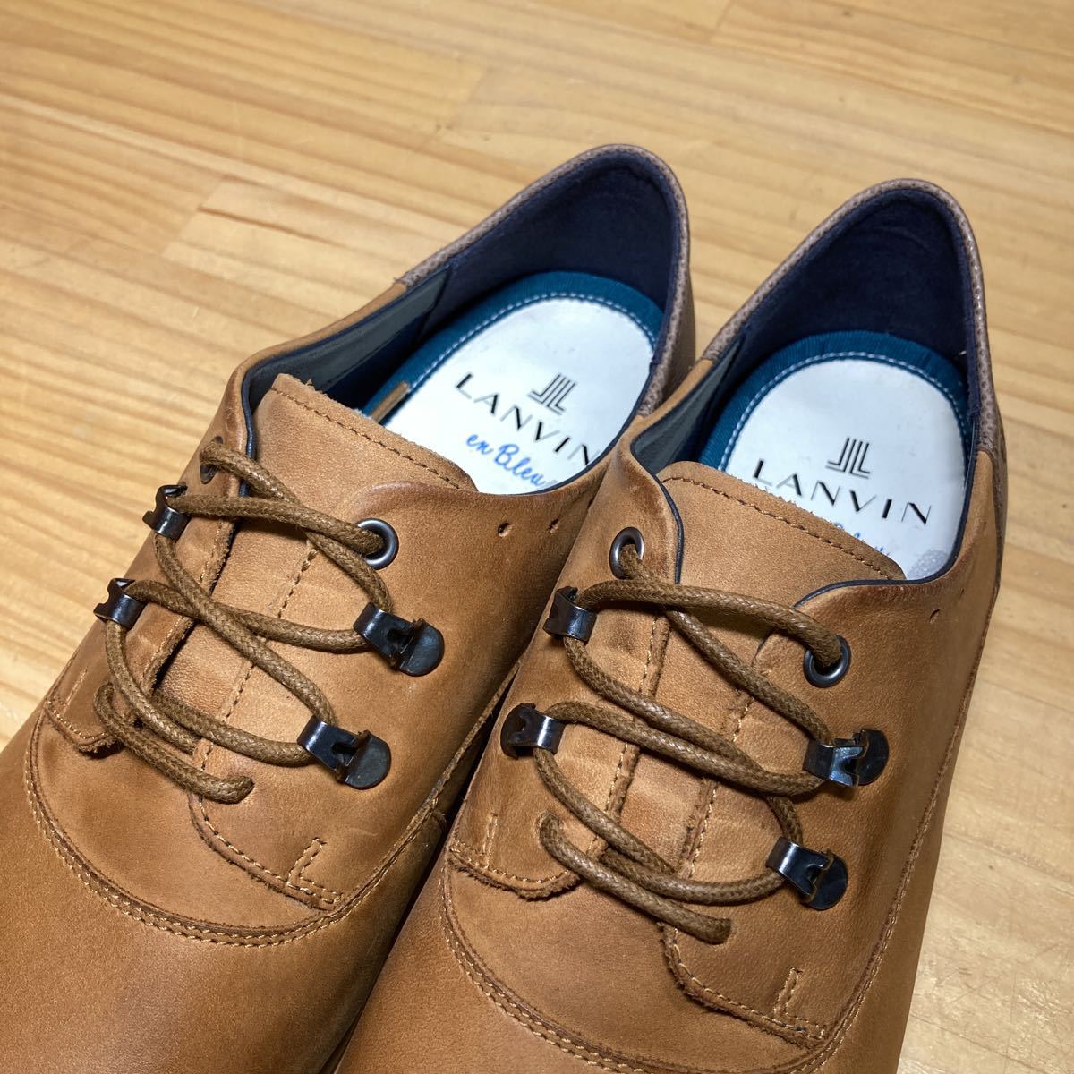 Y送料無料△622未使用品【LANVIN en Bleu ランバン】箱 タグ付 86461 ヌバックレザー オイルワックス トレッキングシューズ  キャメル 24.5