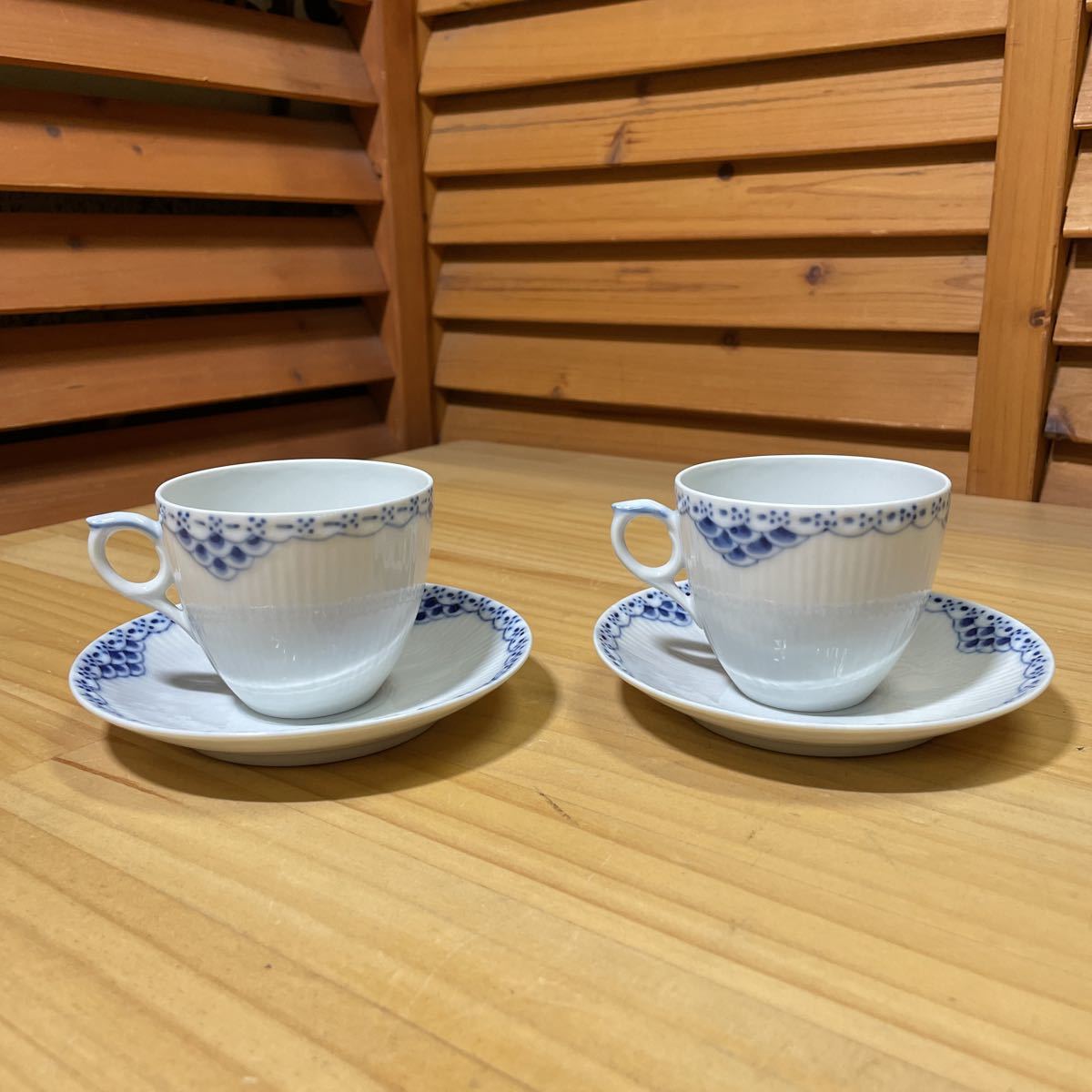 M1Y ◎281 【ROYAL COPENHAGEN】 ロイヤルコペンハーゲン プリンセスブルー カップ＆ソーサーペア 未使用展示品