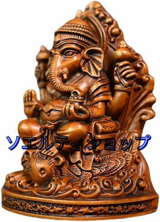 人気推薦★木彫り 仏像 歓喜天 聖天 木製 彫刻（高さ11.5cm×巾9cm×奥行5.7cm）_画像4