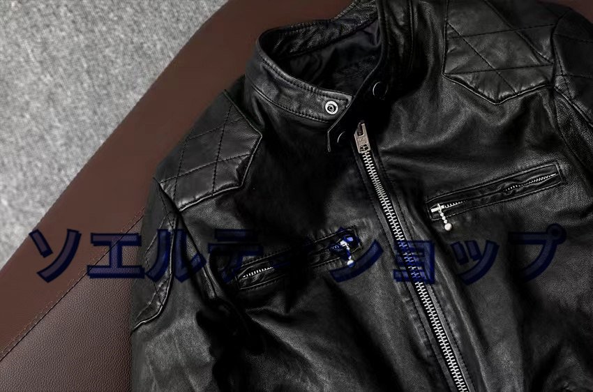 ライダースジャケット シングルライダース バイクレザー シープスキン羊革 本革 革ジャン レザージャケット メンズファッション S~5XL ライダースジャケット シングルライダース バイクレザー シープスキン羊革 本革 革ジャン レザージャケット メンズファッション S~5XL