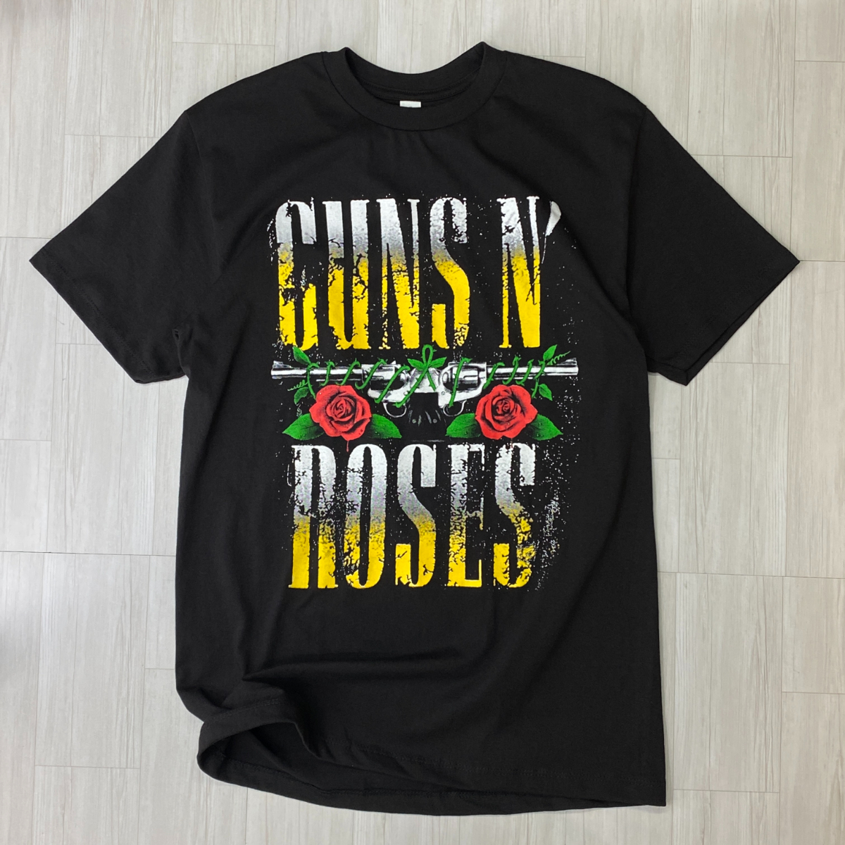 ロサンゼルス発 【XL】 Guns N' Roses ガンズアンドローゼズ 半袖 ヘビーウェイト Tシャツ 黒 バンドT ロックバンド USA規格 ガンズ