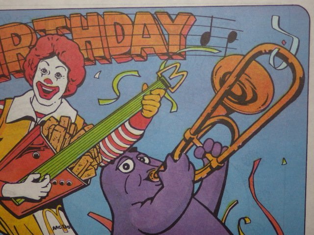 80’S★McDonald's★ポスター★26★ビンテージ★マクドナルド★アート★壁掛け★Happy Birthday Band★プレースマット★音楽★バンド★_画像7