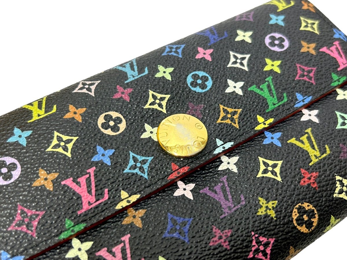 LOUIS VUITTON (ルイヴィトン) ポシェット ポルト モネクレディ モノグラム マルチカラー ノワール 二つ折り 長財布 M60005 ブラック/025の画像5