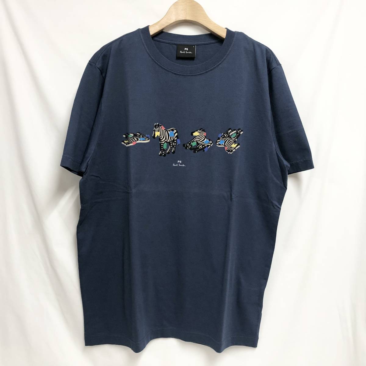 ○★訳有り 新品未使用　PS Paul Smith（ピーエス ポール・スミス）　ゼブラプリントTシャツ　L　ブルー系★○_画像1