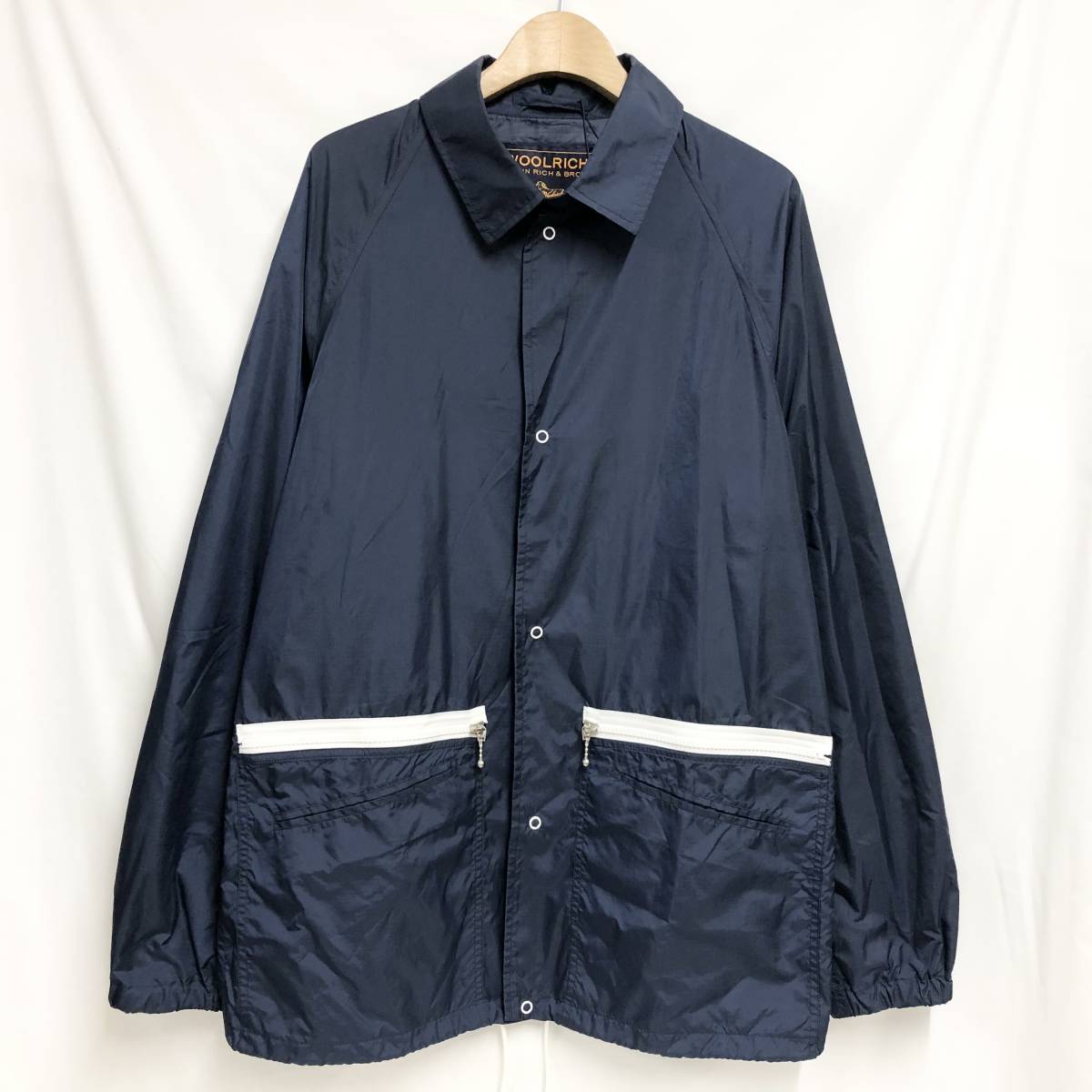 ○★新品未使用　WOOLRICH（ウールリッチ）　リップストップナイロンコーチジャケット　L　ネイビー★○