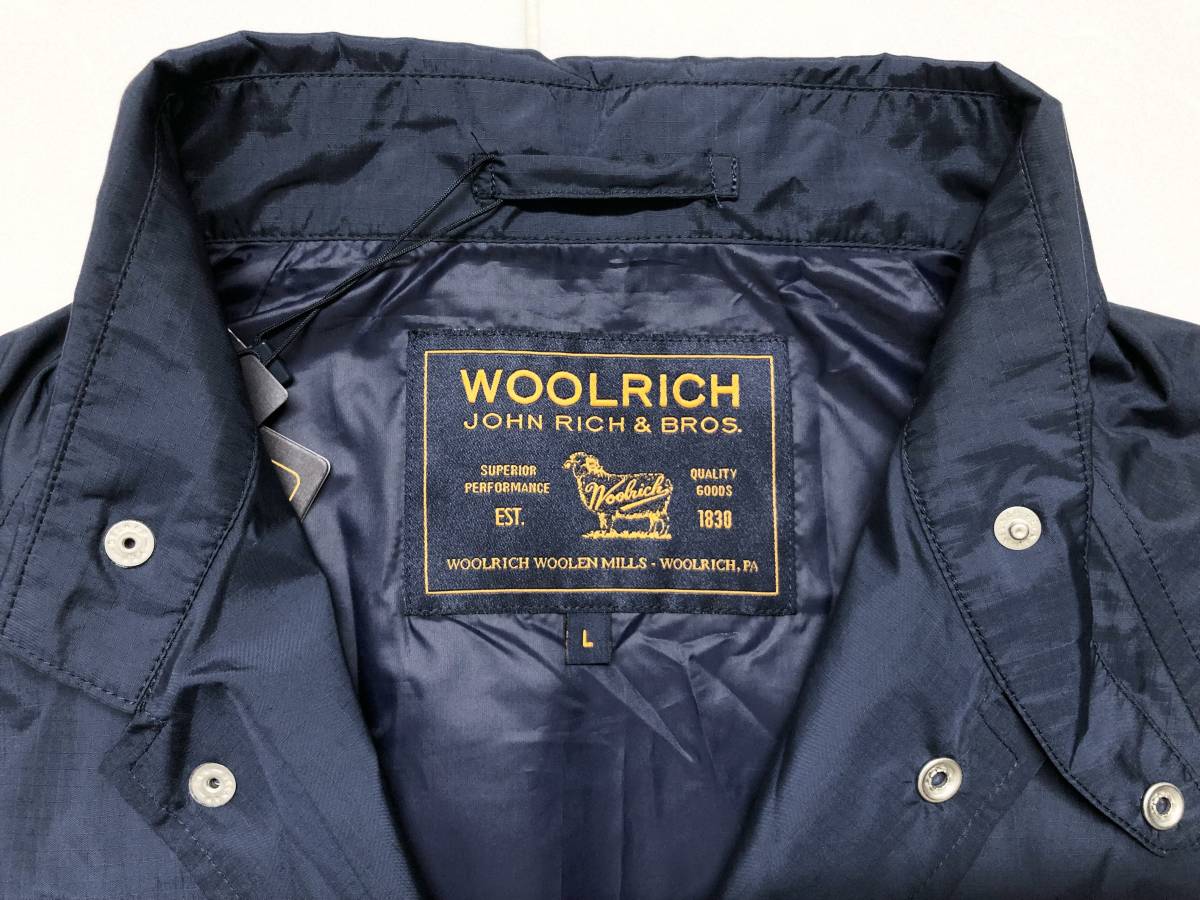 ○★新品未使用　WOOLRICH（ウールリッチ）　リップストップナイロンコーチジャケット　L　ネイビー★○