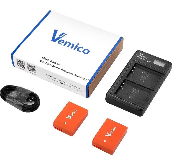 Vemico Canon LP-E10 互換 社外品 バッテリー２個 充電器 セット_画像1