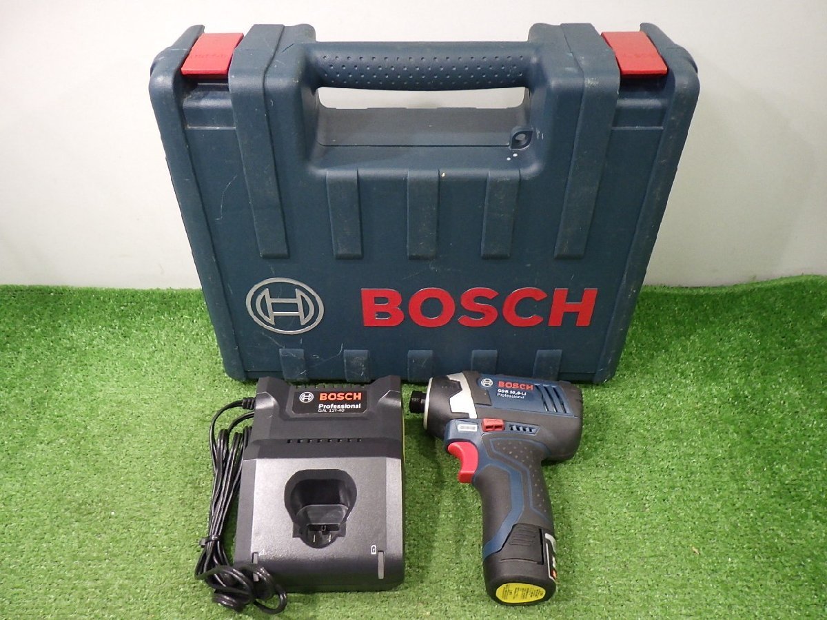 すぐに使えます★BOSCH インパクトドライバー 10.8V GDR10.8-LI 充電器・バッテリー1個・ケース付 電動工具 充電式 ボッシュ 中古品