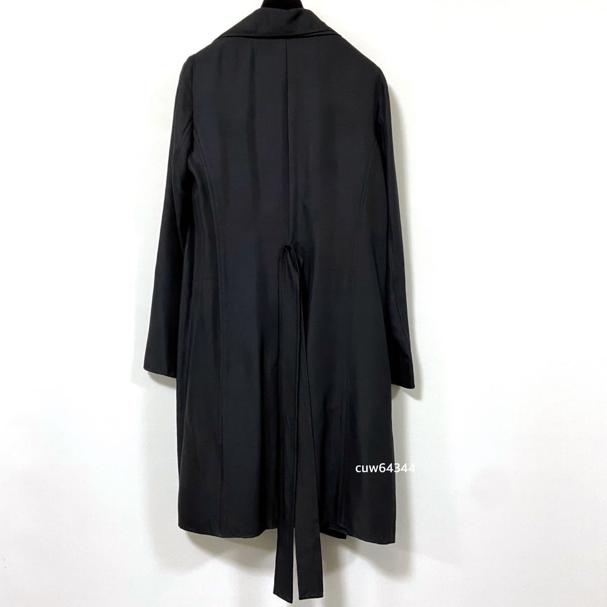 国内正規品 超高級 ETRO エトロ シルク100％ 特殊加工 デザインコート ロングコート 42 S～M対応 ブラック 黒 ドレスコート！_画像2