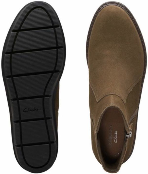 送料無料 Clarks 26cm ウエッジ ブーツ オリーブ サイド ジッパー スエード レザー スニーカー ヒール オフィス パンプス AAA164_画像10