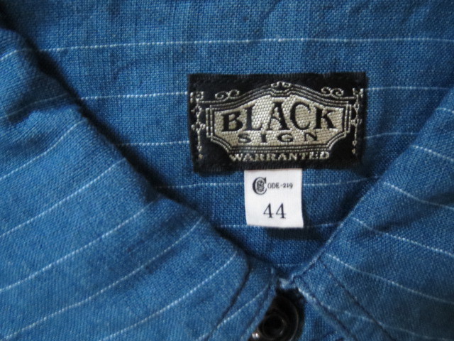 送料無料 超特価即決 人気希少完売サイズ BLACK SIGN Indigo Border Triple Patch Shirt Pure Indigo 44 XXL 2XL 新品未使用 タグ付 日本製_超特価 人気希少完売サイズ