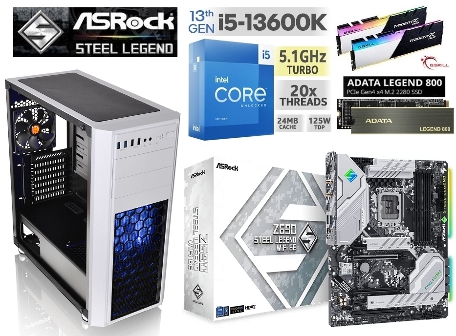 ☆最新第13世代intel i5-13600K/Z690/DDR4 16GB/M.2SSD 500GB/650W