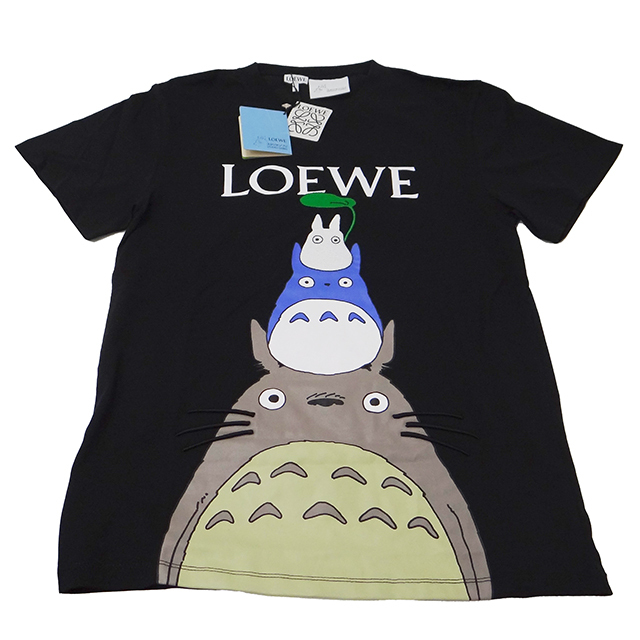 ロエベ LOEWE Tシャツ レディース ブランド 半袖Ｔシャツ コットン ブラック トトロ S ジブリ コラボ となりのトトロ 可愛い 半袖