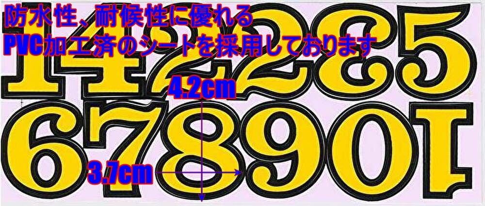 防水 PVC製 数字 ナンバー ステッカー セット 耐候 キャラクター ナンバーリング 表札 ゼッケン スーツケース ネームプレート TSS-672YB_画像4