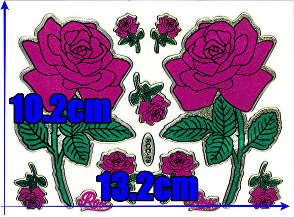 防水 ラメ加工 ローズ ステッカー セット バラ スマホ 手帳 タブレット 薔薇 ごほうび 業務用 Rose ばら 予定表 カレンダー TSS-638P_画像8