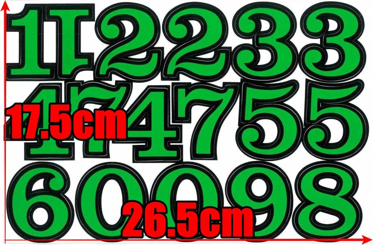 防水 数字 ステッカー 2点 セット ナンバー カウント スマホ タブレット 背番号 ゼッケン ネーム ヘルメット キャラクター TS-116GRBX2_画像4