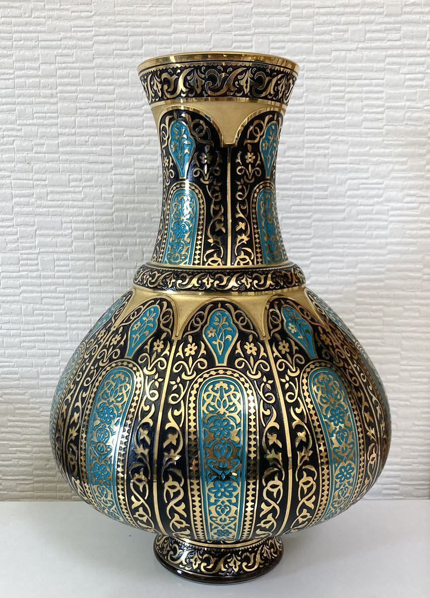 DECORIUM Hurrem ハレムシリーズ　トルコ製　ガラス製の花瓶　ハンドメイド　共箱　刻印　彫刻　オリエンタル　骨董_画像2