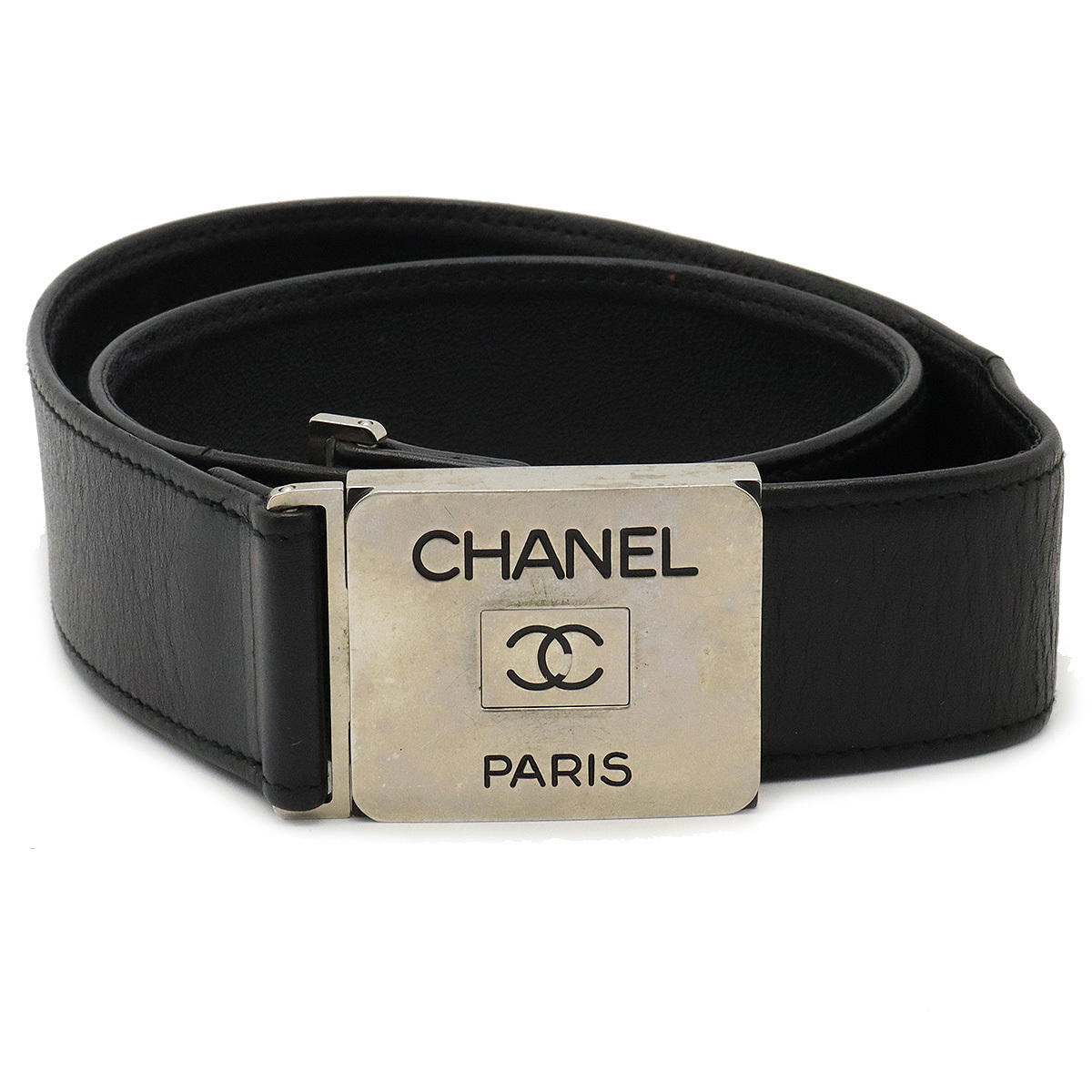 CHANEL シャネル ココマーク ベルト レザー ブラック 黒 シルバー金具