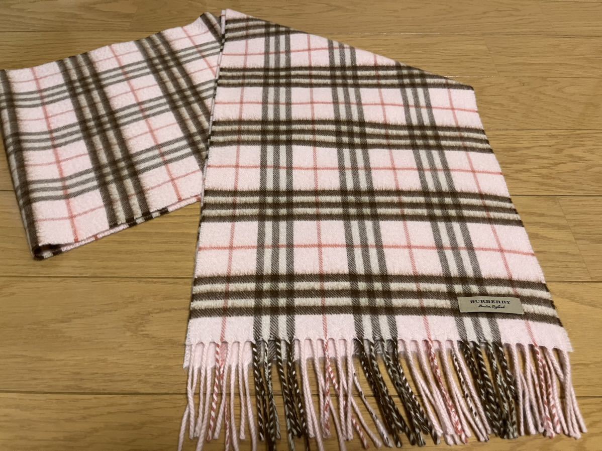 かわいい～！」 BURBERRY バーバリー マフラー カシミア100％ ピンク系