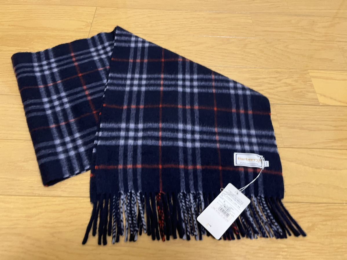 BURBERRY バーバリー マフラー カシミア100％ タグ付き未使用品 濃紺