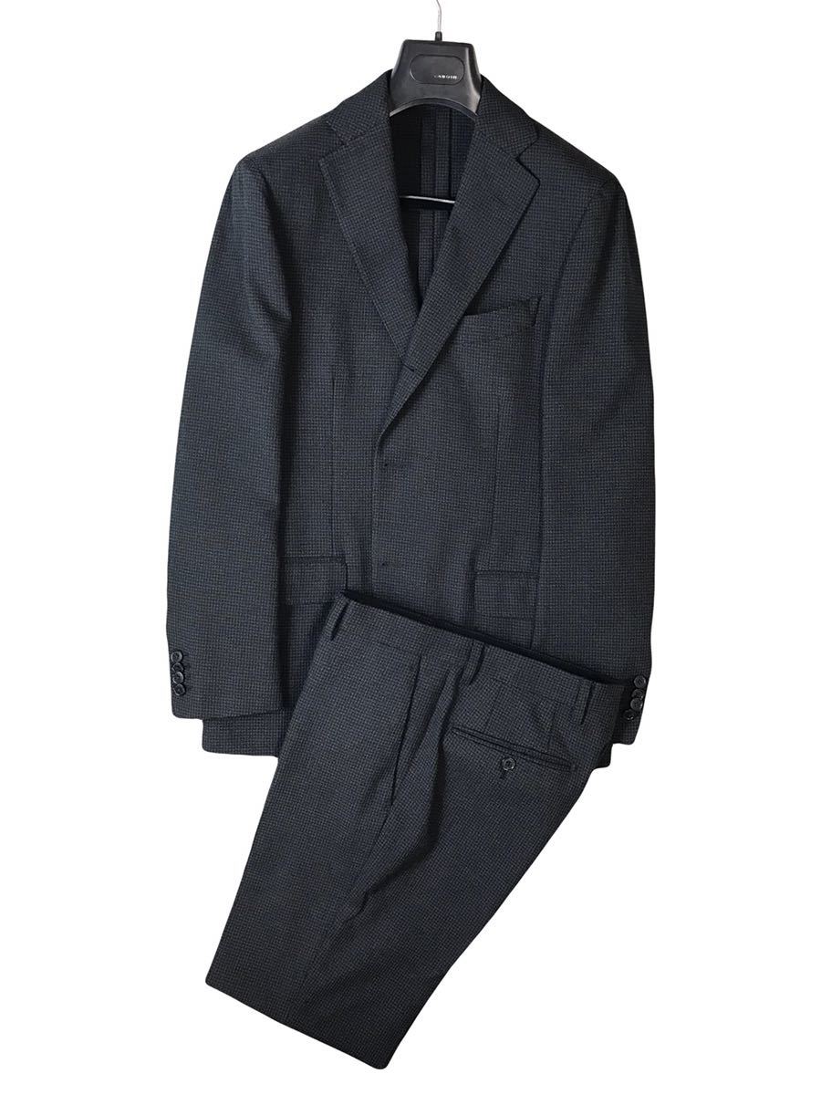 (D) 美品 LARDINI ラルディーニ ウール セットアップ 48 ブラック グレー スーツ