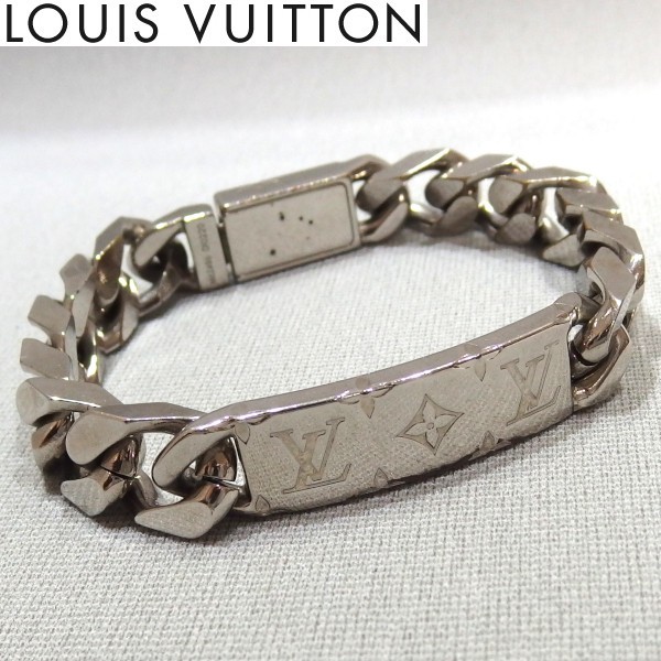 *LOUIS VUITTON monogram plate chain bracele M62486 silver Louis * Vuitton *