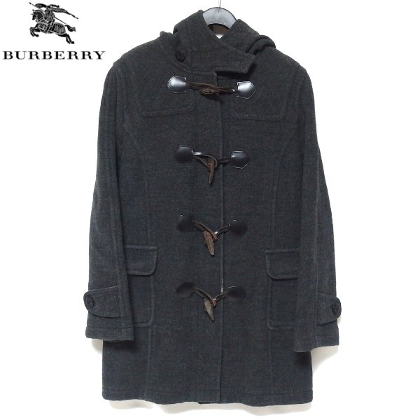 ★BUBERRY LONDON ウール ダッフルコート グレー 150A キッズ レディース ノバチェック バーバリー ロンドン★_画像1