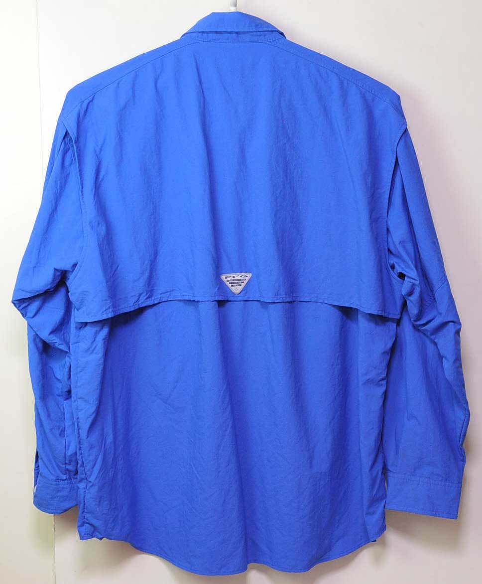 古着●コロンビア 長袖フィッシングシャツ ブルー ウェーブ プールズ XL 大き目 xwp_画像3