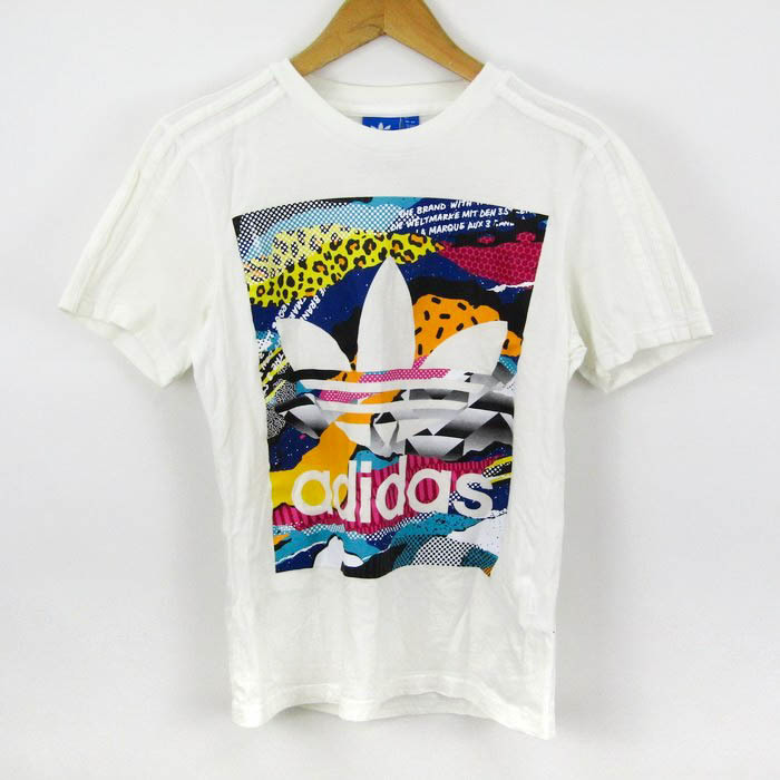 アディダス 半袖Tシャツ グラフィックT ロゴT コットン スポーツウェア メンズ XSサイズ ホワイト adidas_画像1