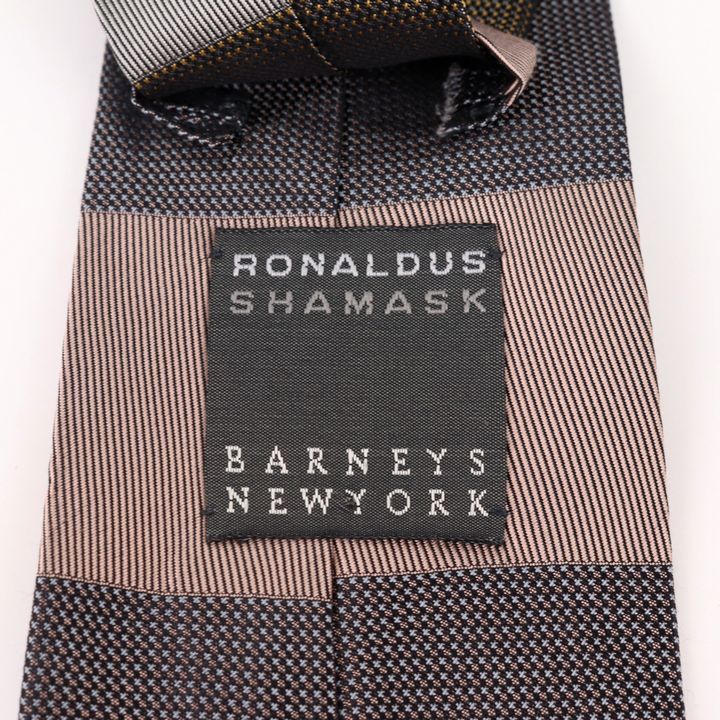 バーニーズニューヨーク ボーダー Ronaldus Shamak 高級 シルク ネクタイ メンズ ブラウン BARNEYS NEWYORK_画像3