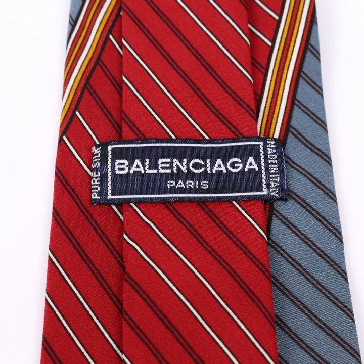 バレンシアガ 総柄 ロゴ 高級 シルク ネクタイ メンズ レッド BALENCIAGAの画像3