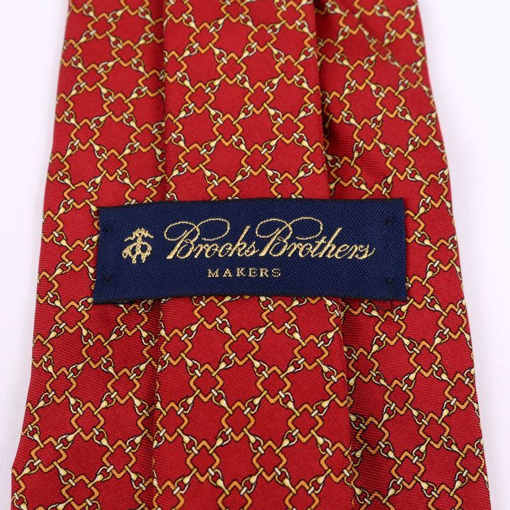 ブルックスブラザーズ 総柄 チェック柄 高級 シルク アメリカ製 ネクタイ メンズ レッド Brooks Brothers_画像3