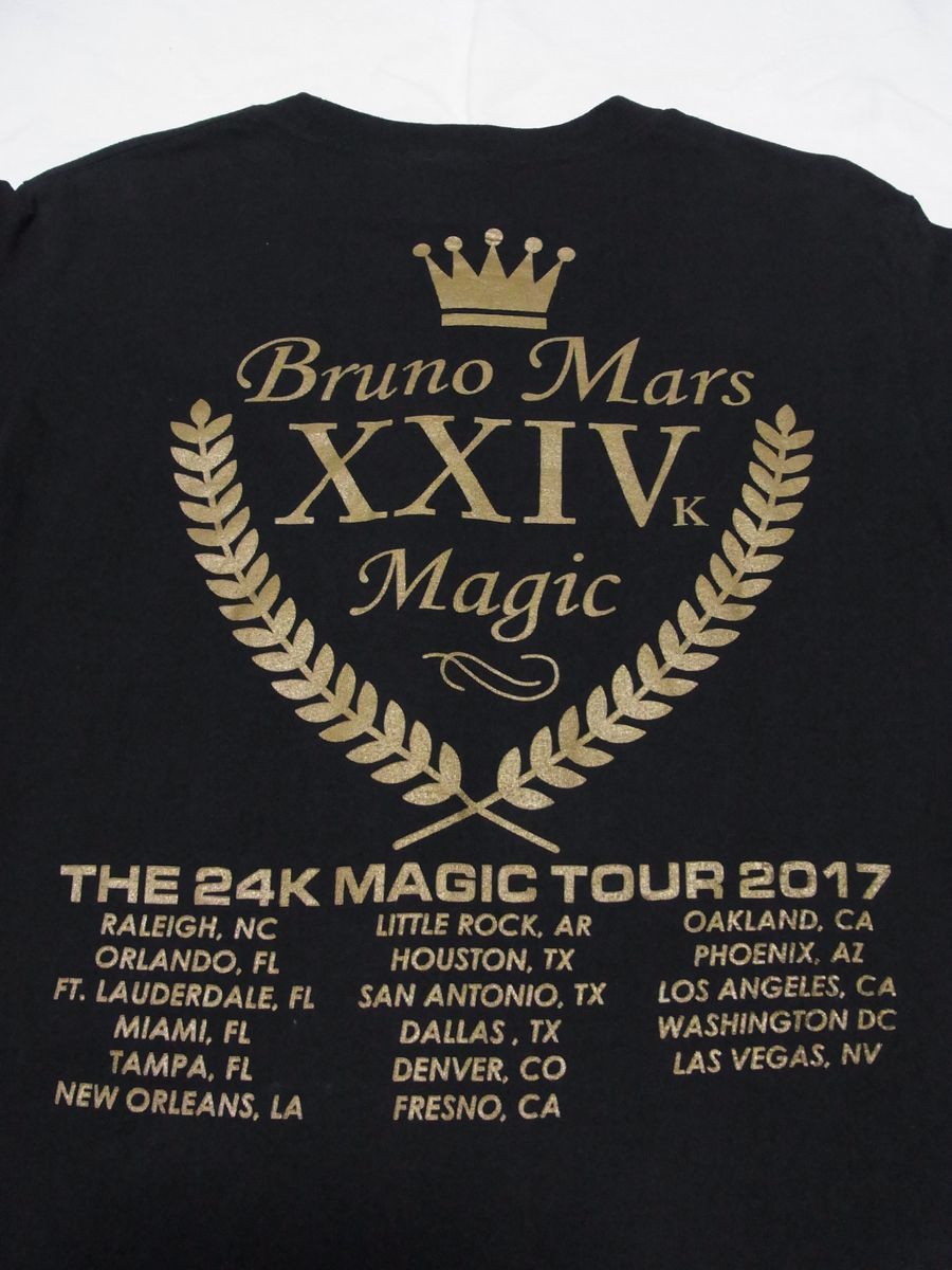 ☆美品・未着用☆ Bruno Mars ブルーノ・マーズ THE 24K MAGIC TOUR 2017 全米ツアー 長袖 Tシャツ sizeS 黒 ☆USA古着 ロンT XXIV グッズ_画像5