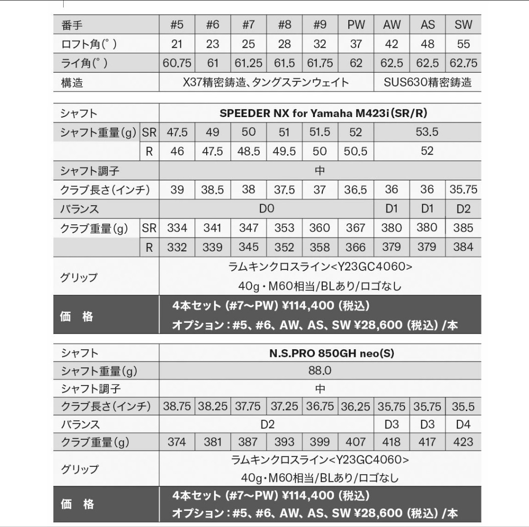 YAMAHA ドライブスター アイアン 4本セット カーボンシャフト SR