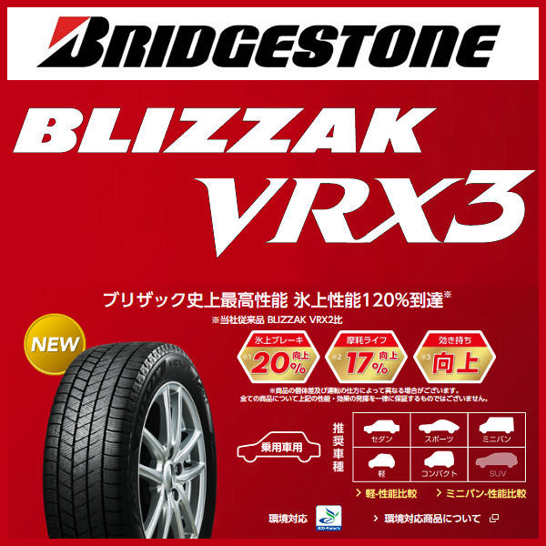 送料無料 タフト TAFT ソリオ などに ブリヂストン ブリザック VRX3 165/65R15 国産スタッドレスタイヤ４本セット_画像5