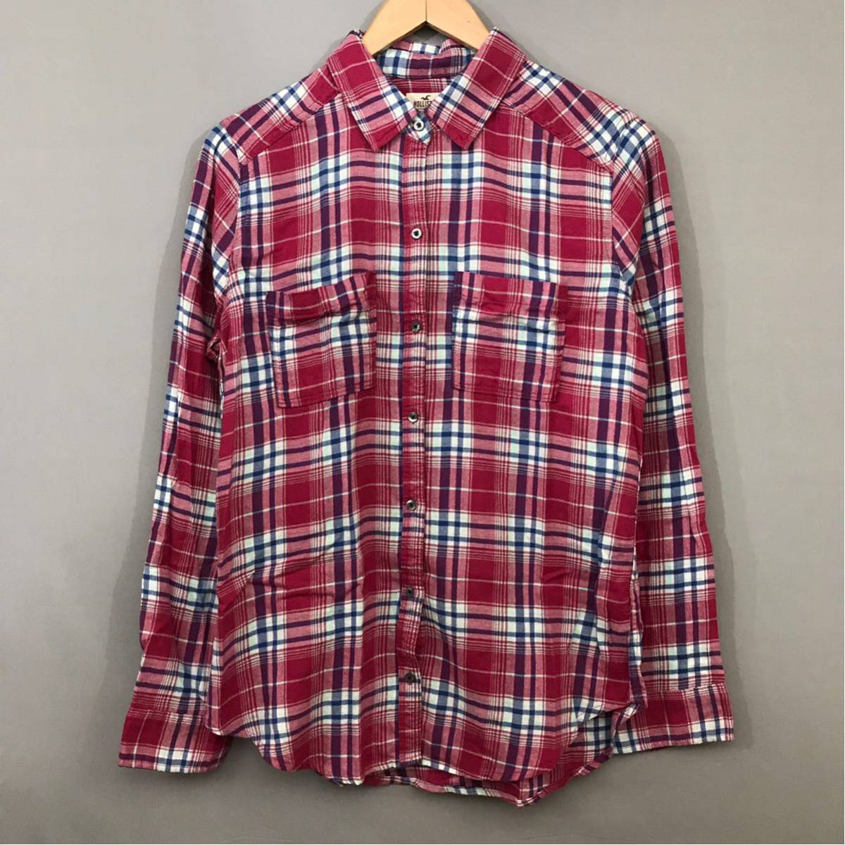 【良品】ホリスター HOLLISTER シャツ 長袖 Mサイズ レディース チェック柄 レッド ♪◇_画像2